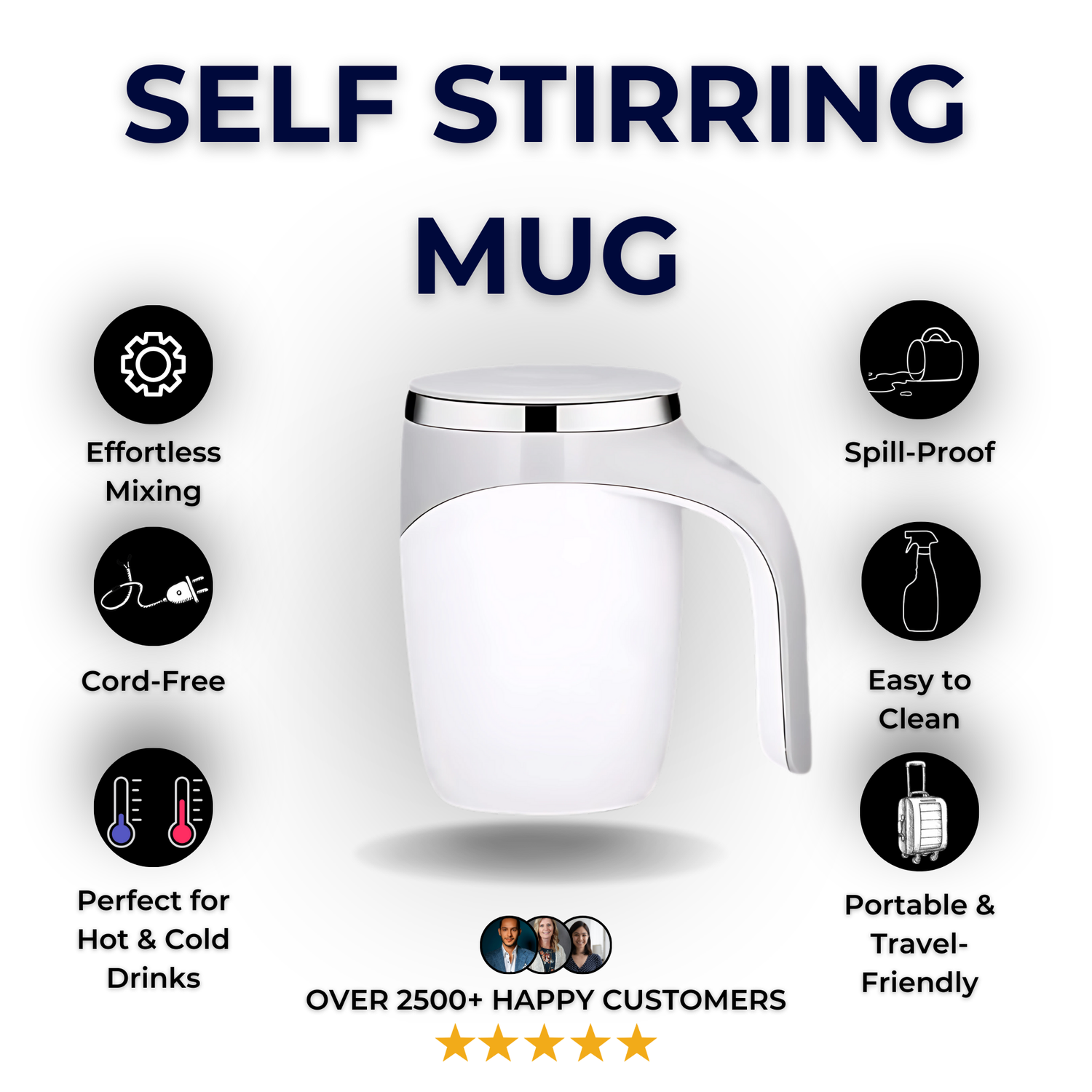 Automatic Stirring Cup Mug Rechargeable Portable Coffee Electric Stirring Stainless Steel Rotating Magnetic Home Drinking Tools